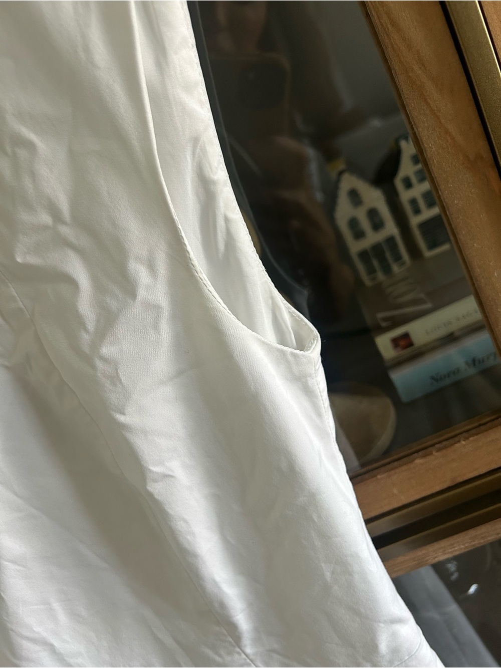 Tristan Cotton Classic White V-Neck Women's Dress - Picture 5 of 14